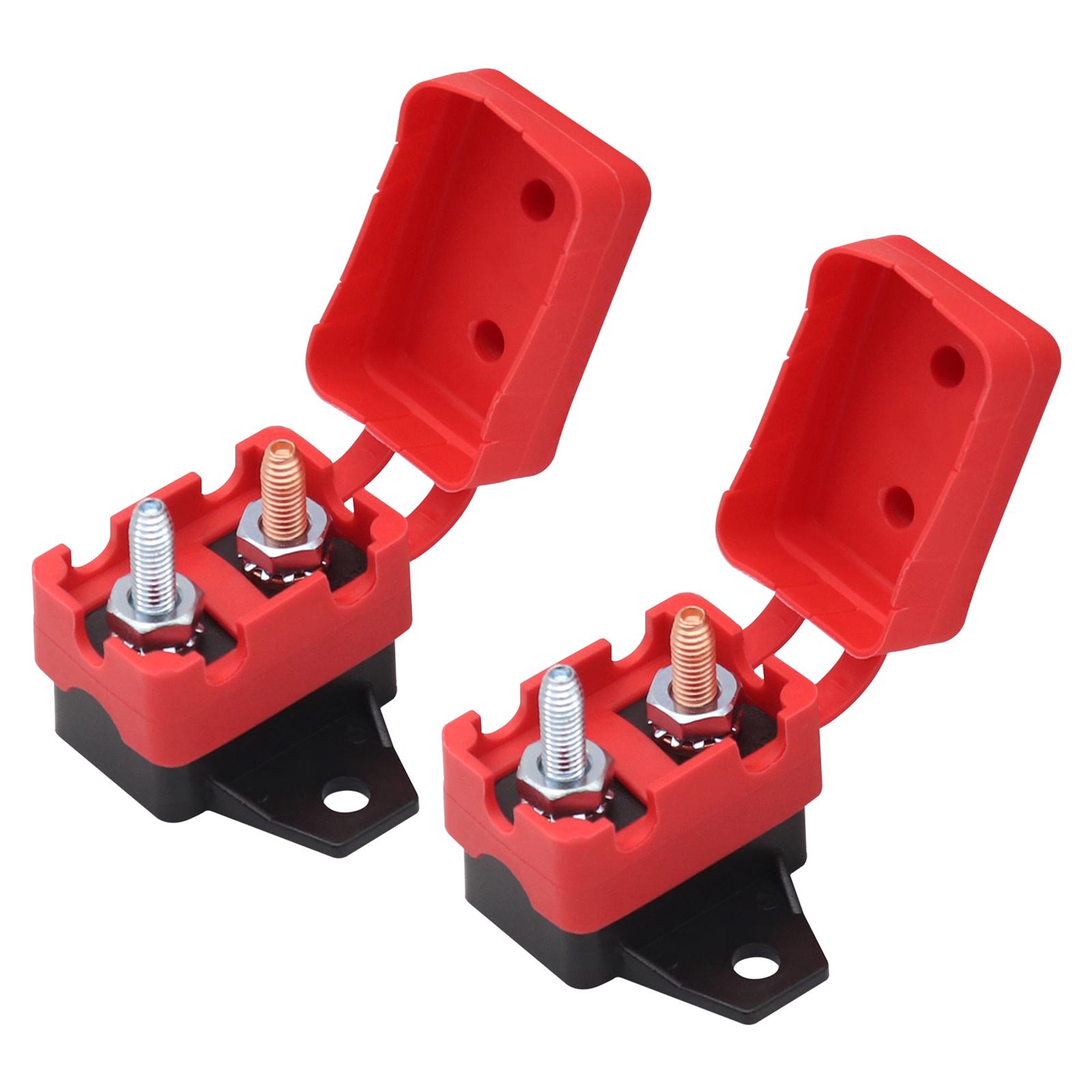

Auto Reset Breakers Overcurrent Protector 50A 12/24V Applications Plastic Winged Mounting Base With #10-32 Bolt Mounting 1
