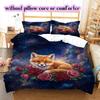 Space animals Pattern Bedding Quilt Set Quilt Cover Pillowcase Home Decoration Birthday Gift (1 * duvet cover + 2 * pillowcase, without core)