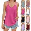 Damen V-Ausschnitt Ärmellos Locker Geschnitten Camisole Top Lässiges Einfarbiges Tanktop