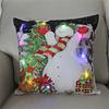 LED Light Christmas Cushion Cover Short Plush Elk Throw Pillow Case for Sofa Luminous Santa Clause Printed Pillowcase Home Decor