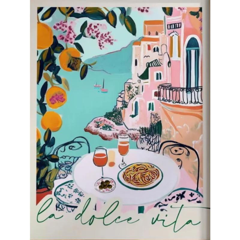 La Dolce Vita Wandposter Druck Für Schlafzimmer Wohnzimmer Heimdekoration Italien Küstenlandschaft Leinwandbild Zitrone Orange Wandkunst