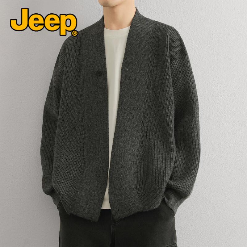 JEEP Men's V-Neck Knitted Cardigan Sweater