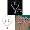 Water Drop Bridal Jewelry Set With Rhinestone Earrings And Necklace For Elegant Wedding Accessories