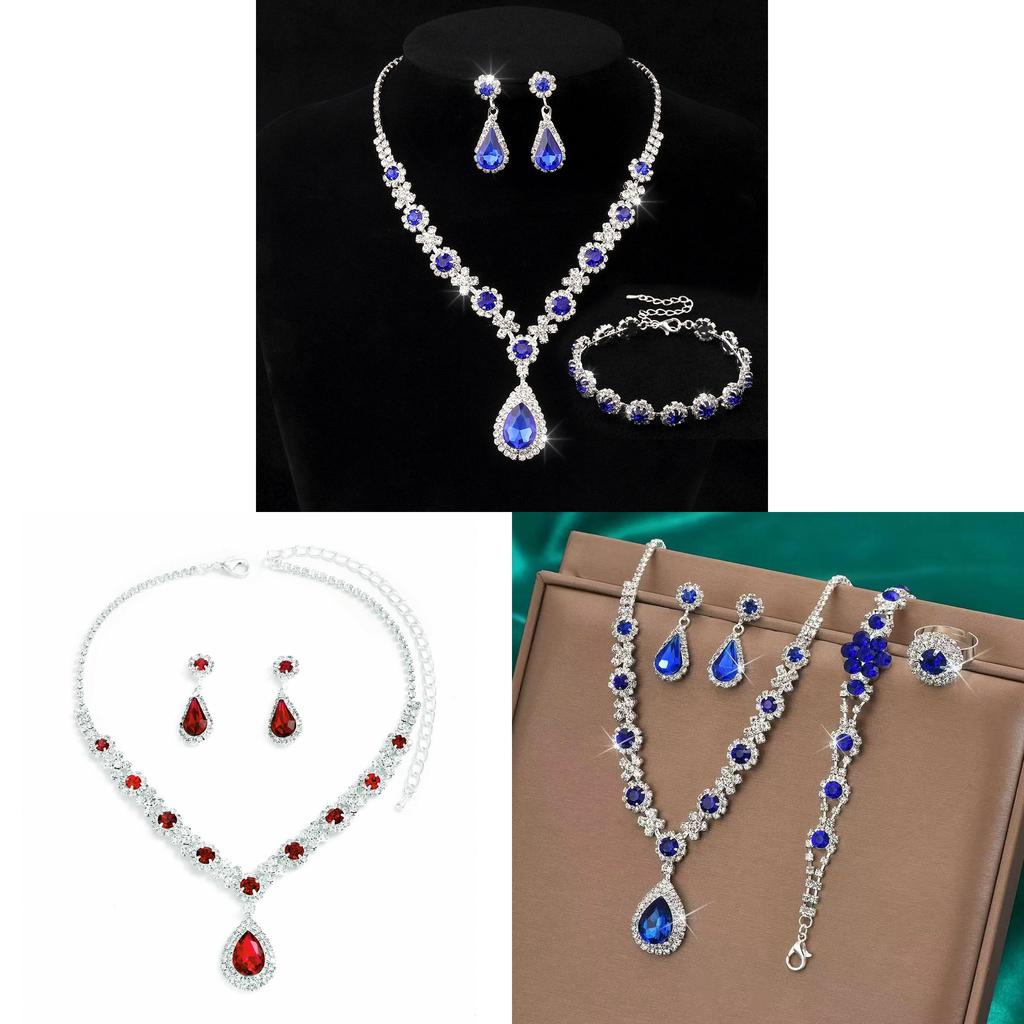 Water Drop Bridal Jewelry Set With Rhinestone Earrings And Necklace For Elegant Wedding Accessories