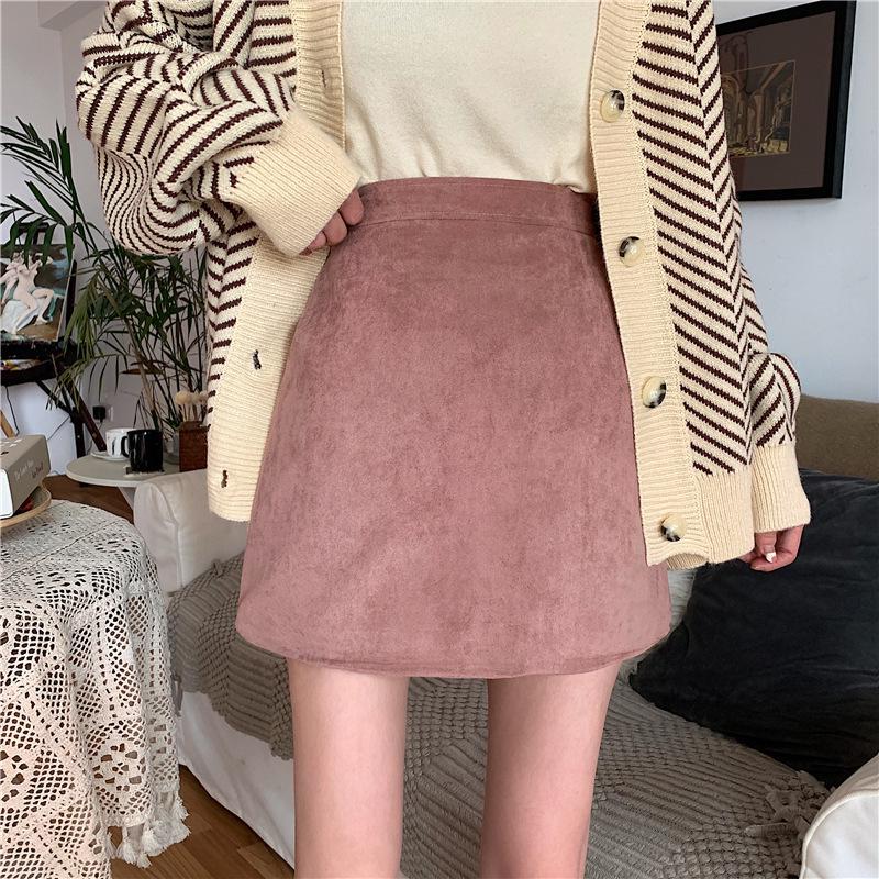 

Women s High-Waisted Deerskin Suede Bodycon Skirt - Autumn/Winter Slim Fit XS