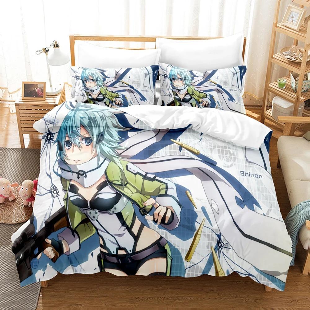 Anime Sword  Art Online Bedding Sets Japan Cartoon Bed Linen Polyester 3D Gift for Kids Twin Single Queen King Size Duvet Covers