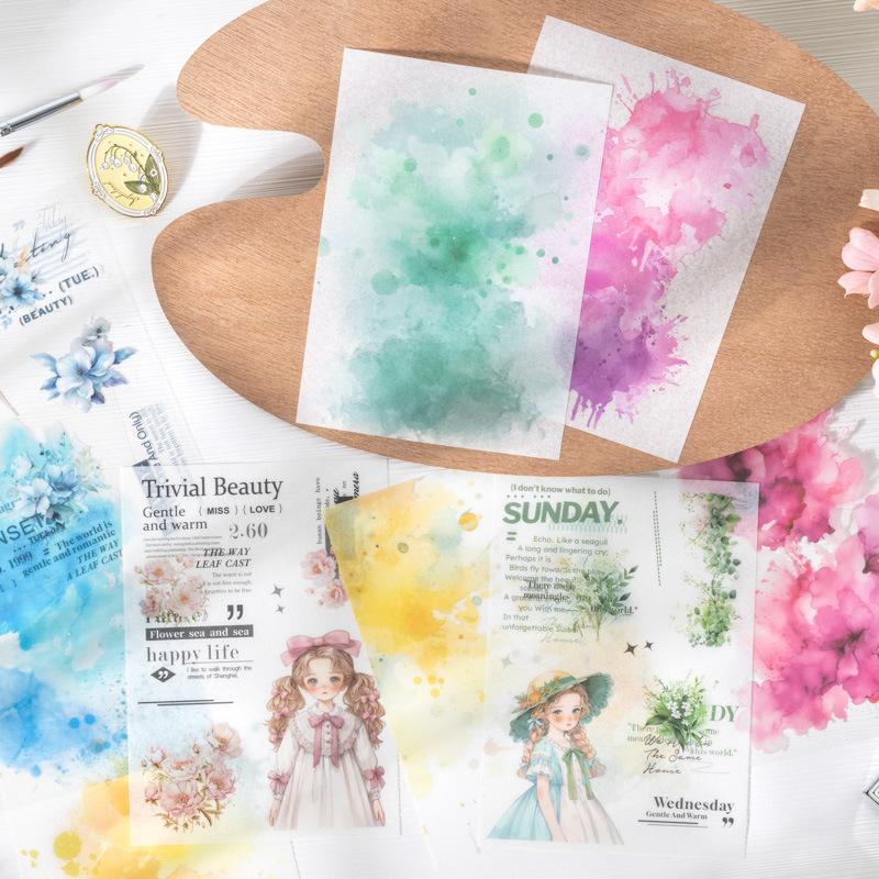 20Pcs Set Ink Wash Blending Sticker Book Gradient Color Laptop Phone Case Decor Decals