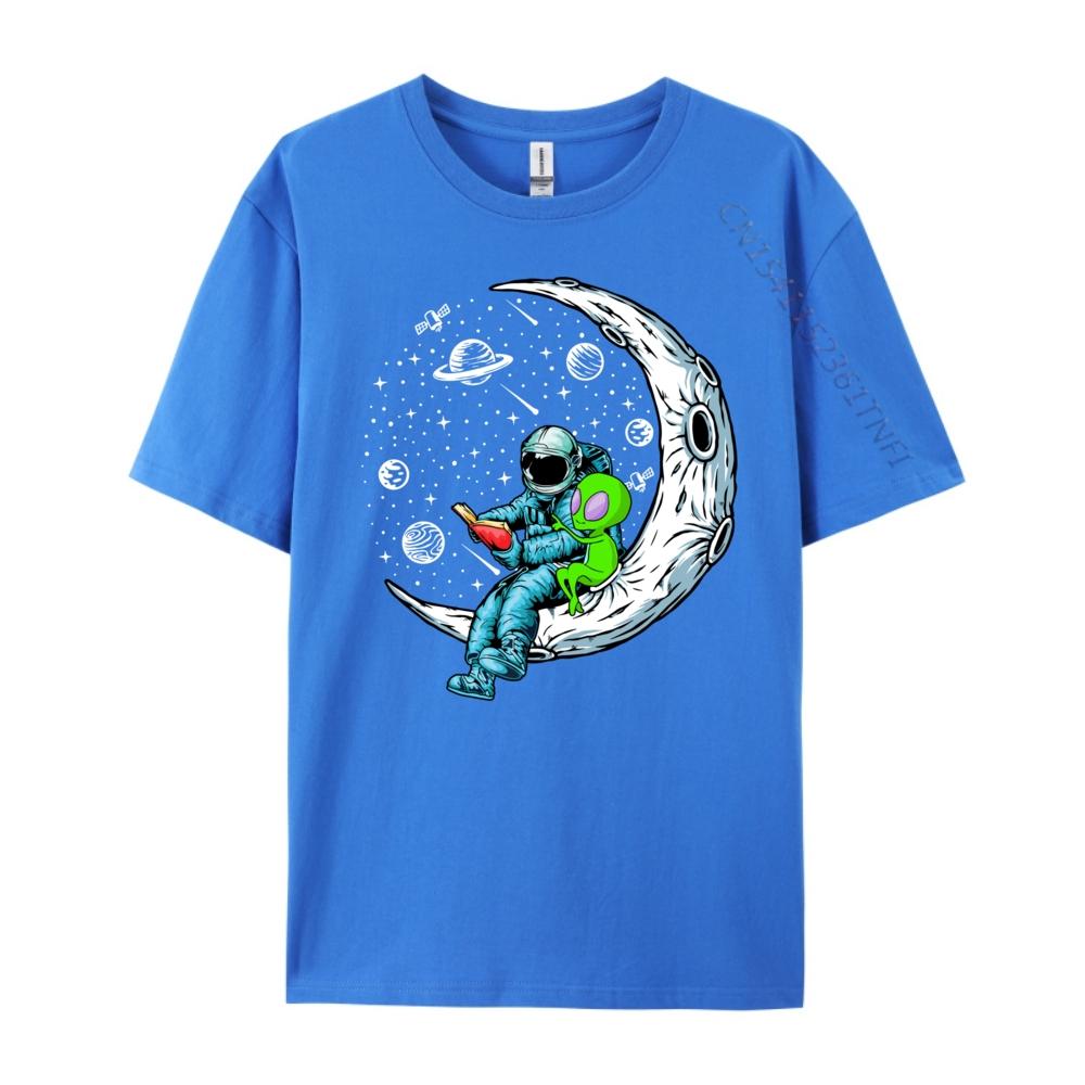 Funny Alien Astronaut Reads Book Outer Space Book Readers Cute Oversized T Shirt Unisex Short Sleeve Tee Cinco de Mayo