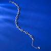 Zhuozhifan S925 Sterling Silver Simulated Sapphire & Diamond Oval Bracelet for Women, Adjustable, Chinese Style.