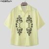INCERUN Oversized Men Lapel Neck Short Sleeve PrintButtons Up Casual Loose Shirts