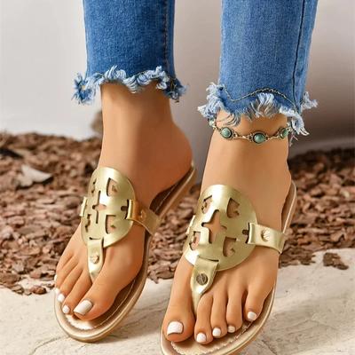 Summer Flat Open Toe Women's Soft Walking Shoes Lightweight Round Toe Sexy Hollow Beautiful Casual and Comfortable Flip Flops