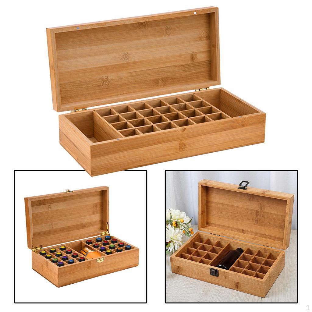 Aufbewahrungsbox für ätherische Öle aus Bambus, Reisedisplay, Kapazität für 35 Flaschen mit 5, 10 und 15 ml,
