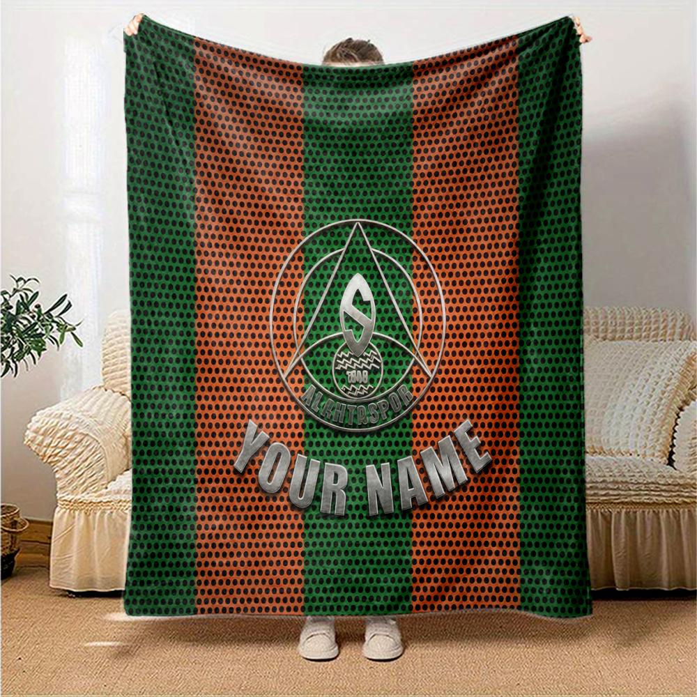 1PC Alanyaspor Custom Name Patterned Flannel Blanket Suitable For All Seasons For Home Decor Warmth And Comfort Gifts Holiday Present