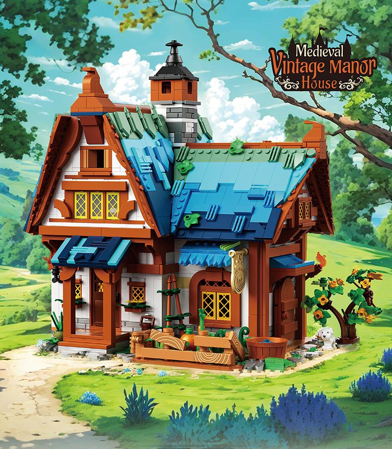 1749PCS Medieval Manor House Building Blocks Forest Hut Town Landscape Model Assembly Bricks Set With Figures Kids DIY Toy Gifts