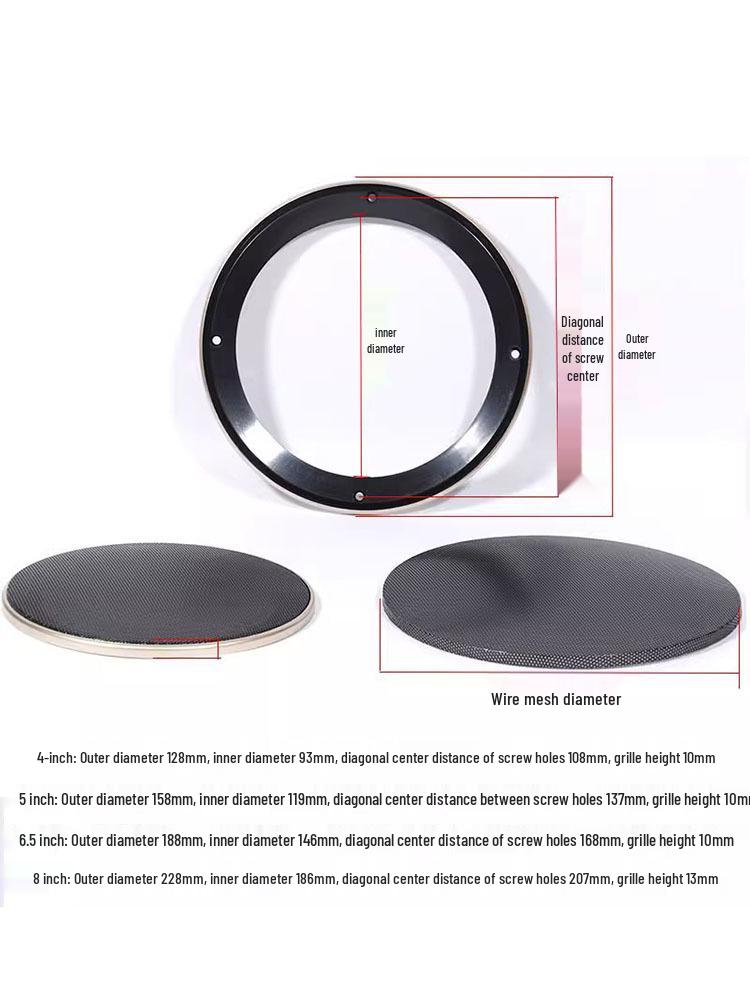 4"-8" Metal Mesh Speaker Grille with Plastic Decorative Ring for Ceiling or Car Audio Protection