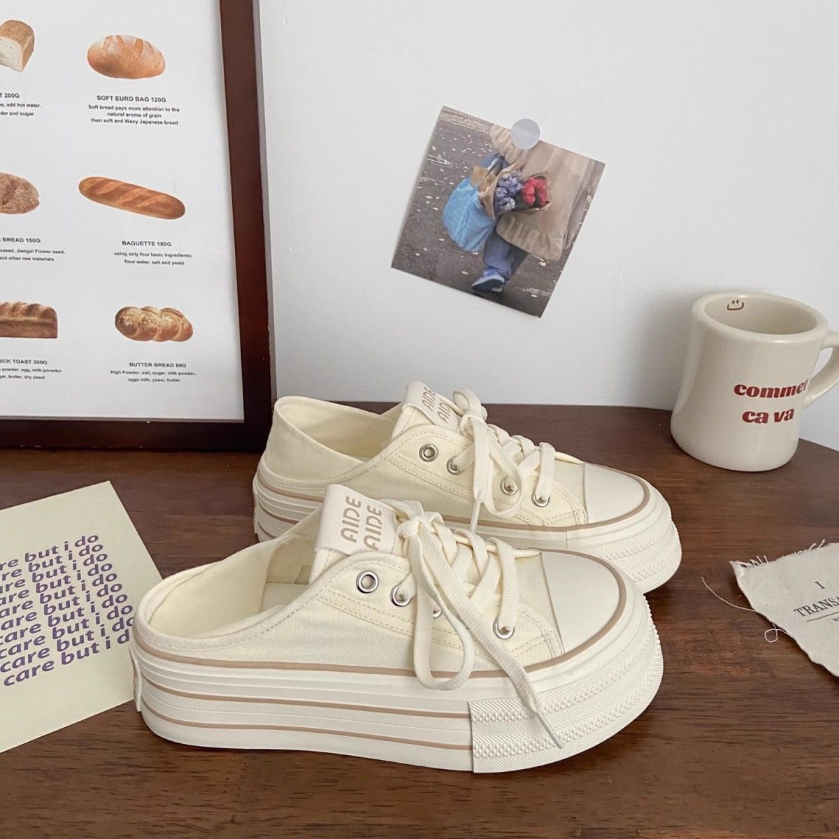 

Milk white flat bottom two wearing canvas shoes women s round head summer new chic niche one pedal student breathable little white shoes 35