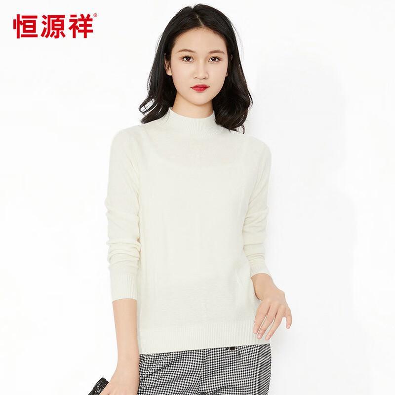 Hangyuanxiang Damen 100% Wolle Jacquard Halbhoher Kragen Basisschicht Pullover