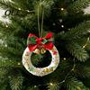 Small Fabric Decorations for Home Mini Christmas Wreath Ornament, Hanging Decoration with Plaid Bow And Reusable Holiday Ornaments Metal Bells,