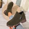 Women's Suede Ankle Martin Boots, Square Heel Casual Short Boots, Plus Size Fall Winter Shoes
