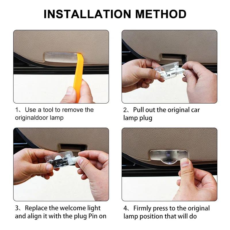 For Toyota NHW2212pcs LED Door Welcome Projection Logo Light for Toyota Camry Highlander Land Cruiser Prado Avalon Reiz Rav4 Crown CHR Accessory