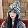 Fair Island Hats for Women's Autumn and Winter Large Head Knitted Caps Retro Balacrafas  Warm Ear Protecting Woolen Caps