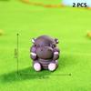 2Pcs Desktop Decoration  Simulated Pigmy Hippopotamus Eye-Catching Action Figure Trendy Ornament Cute Figurine