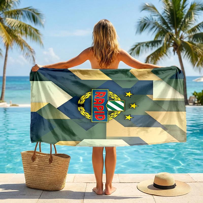 Asciugamano da Spiaggia Rapid Wien FC ad Asciugatura Rapida in Microfibra Assorbente Portatile da Viaggio per Nuoto