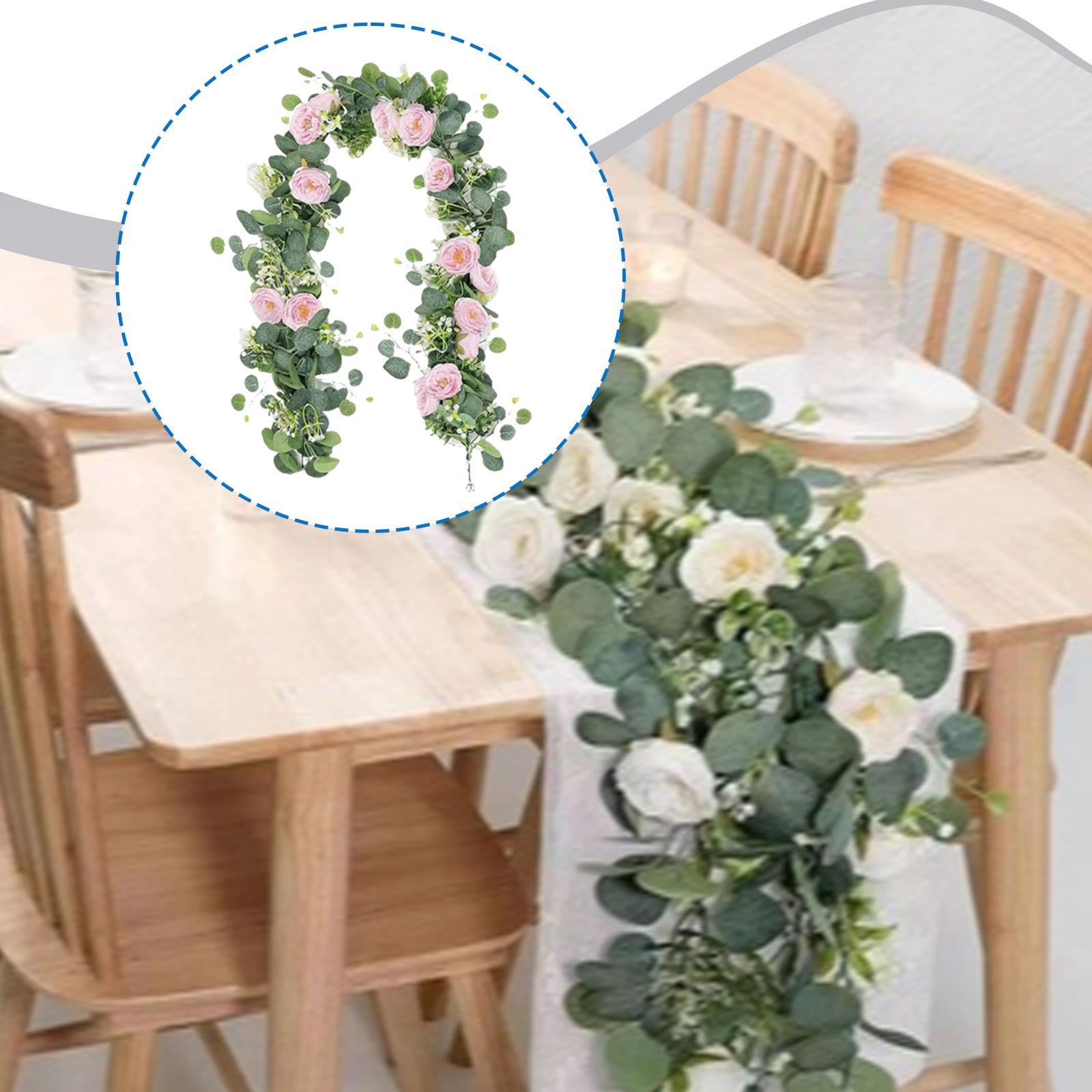 

Floral Vines Greenery Garland Artificial Eucalyptus Flowers Wedding Party Table Decor for Arch Wall Fireplace Backdrop Ornament рожевий