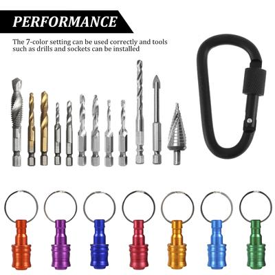 1/4 Inch Hex Shank Bit Holder Aluminum Alloy Socket Drill Bit Holder Quick-change Extension Rod Keychain Drill Screw Adapter