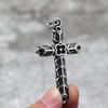Vintage Solid Stainless Steel Double Sided Engraved Cross Pendant Unisex Necklace