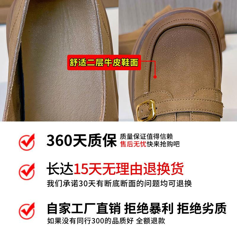 Spring Leather Single Shoes Women's 2025 New Women's Retro Fashion Shoes Casual Versatile Small Leather Shoes British Style Women's Shoes