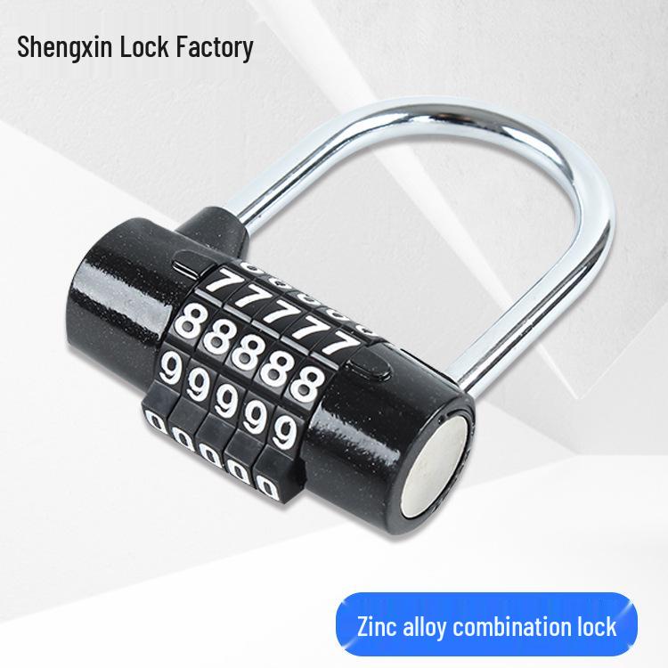 Reinforced Zinc Alloy U-Shaped Gym Padlock with Five-Digit Combination