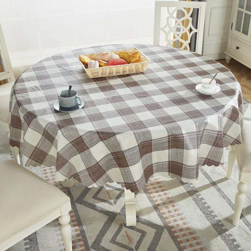 Proud Rose Waterproof Round Table Cloth PVC Oil-proof Table Cover European Household Round Plastic Dining Tablecloth Table Cover