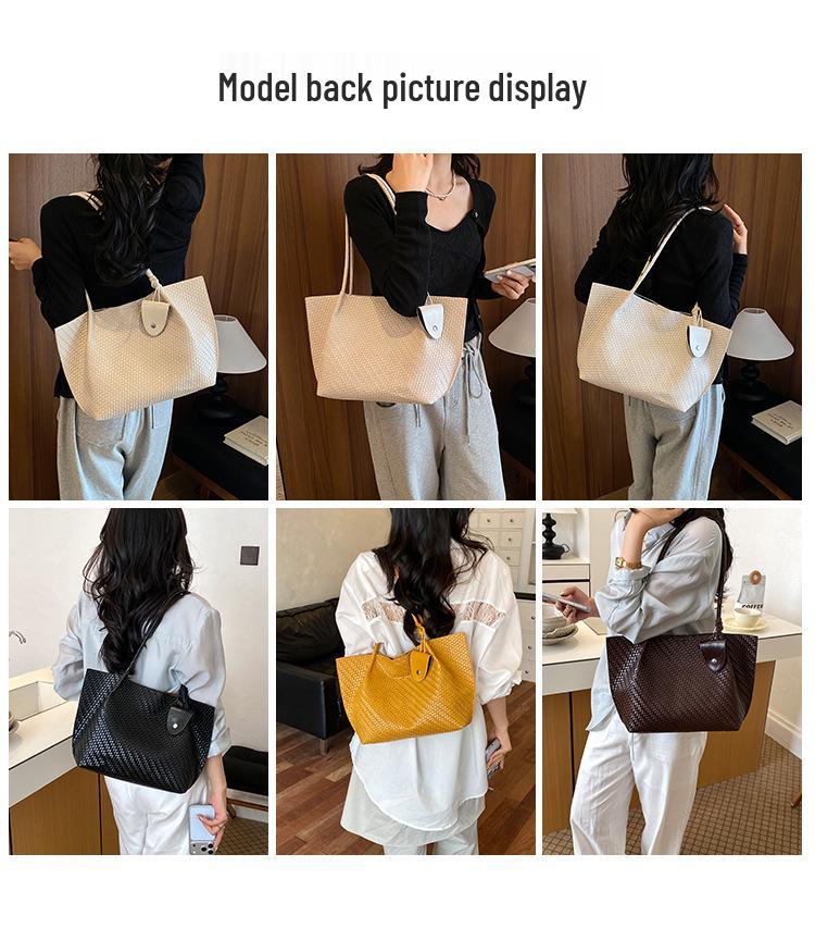 Versatile Woven Texture Women's Tote Bag 2026 - Large Capacity, High-End Casual Handbag