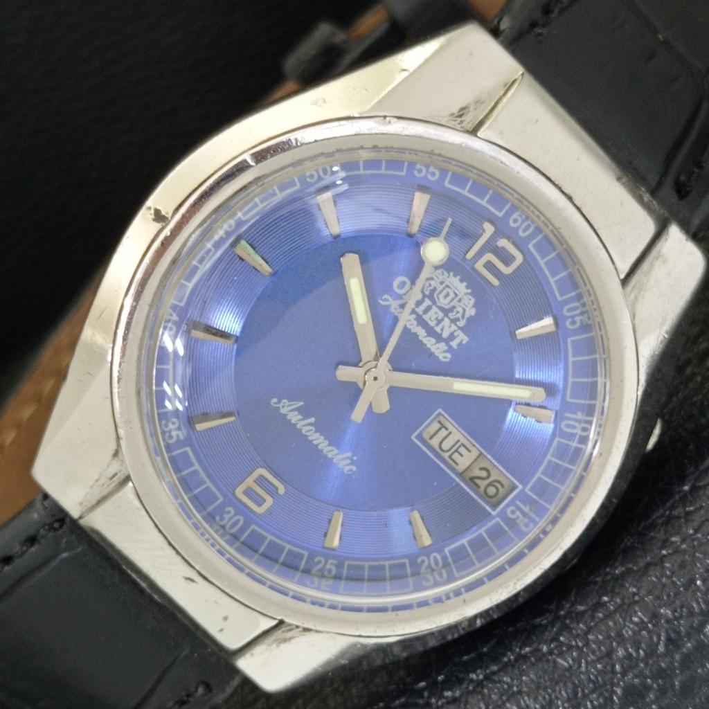 AUTOMATIC VINTAGE ORIENT 46941 JAPAN MENS BLUE COLOR DIAL WATCH a500739-5 R154-a500739