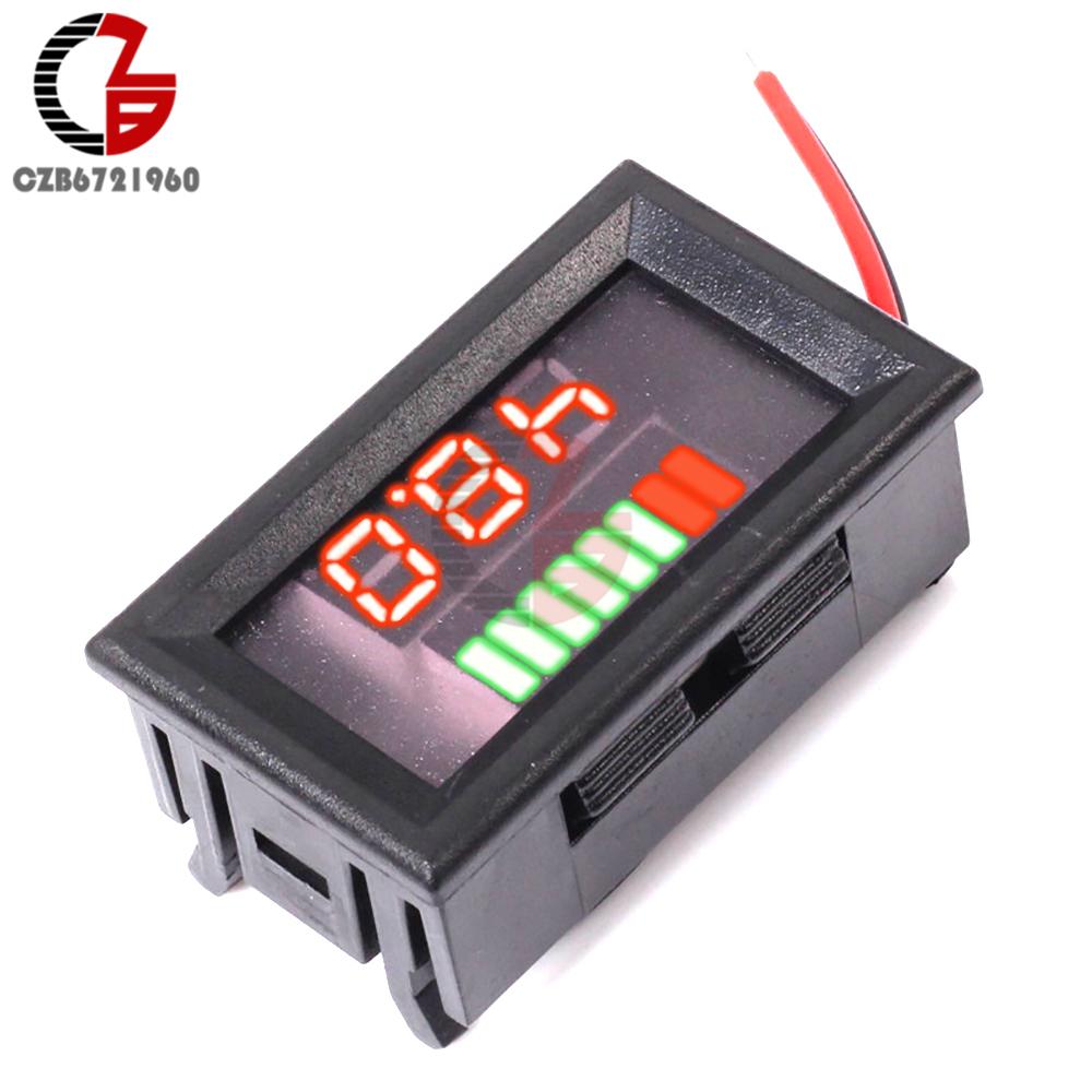 

DC 0-6V/12V/24V/36/48V Car Lead Acid Battery Charge Level Indicator Lithium Battery Capacity Tester Detector Monitor Voltmeter 12V
