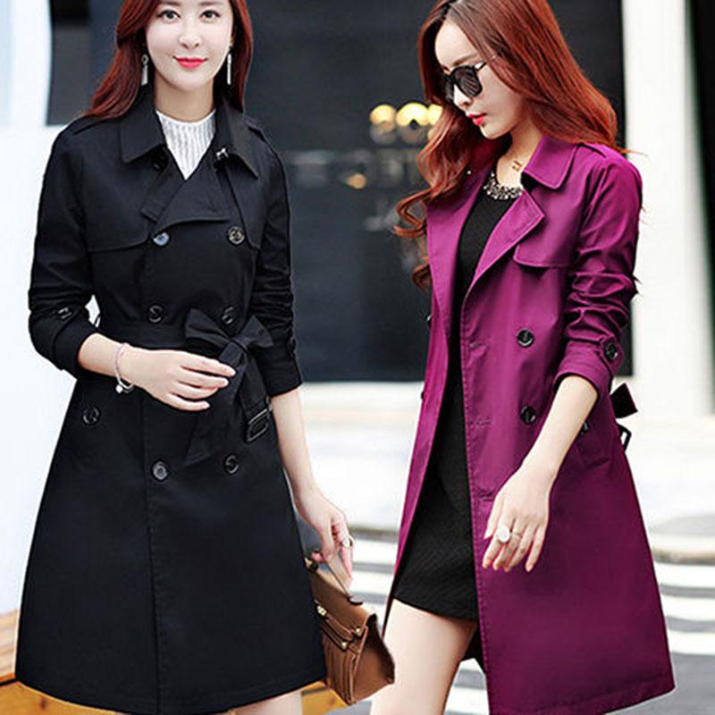 Women's Mid-length Trench Coat Spring and Autumn Korean Style Slim Waist British Large Size Casual Windbreaker M-4XL