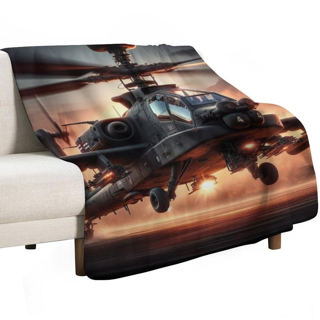 Combat Helicopter #4 Throw Blanket Soft Solid Color Blanket for Couch Bed