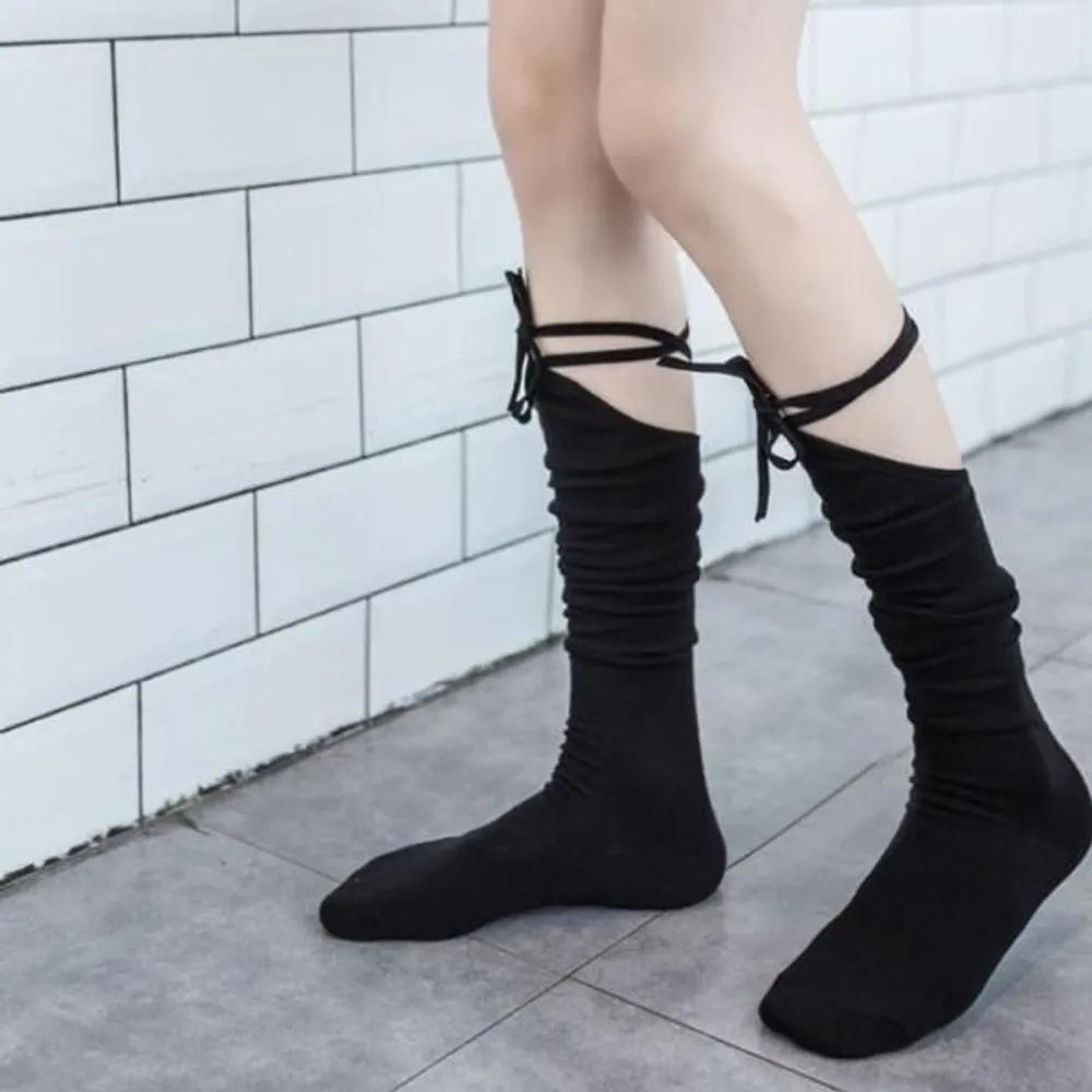 Women s Lovely Ballet Strap Knee Socks Plain Stretch Socks FREE