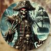 D Round Vintage Skeleton Pirate Aluminum Wall Art HD Print Metal Sign Waterproof Dustproof Perfect for Home Garden Cafer