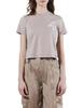 Double Standard Clothing Beige Cursive DS Logo Embroidered Women's T-Shirt (0208-000-253)