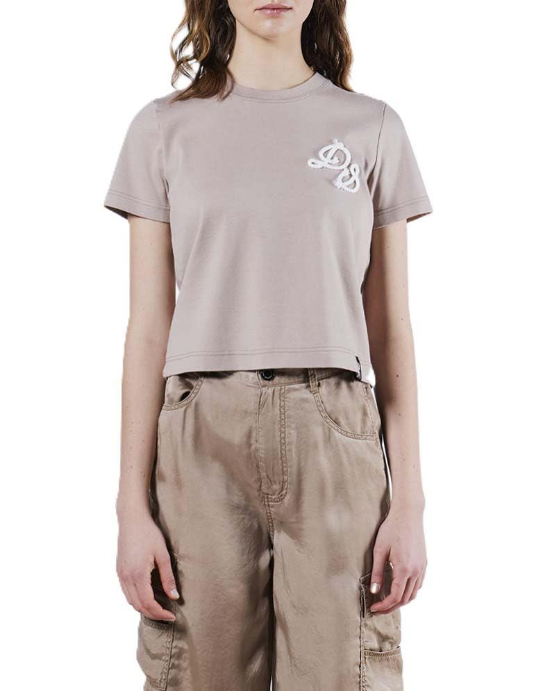 

Double Standard Clothing Beige Cursive DS Logo Embroidered Women s T-Shirt (0208-000-253) бежевый