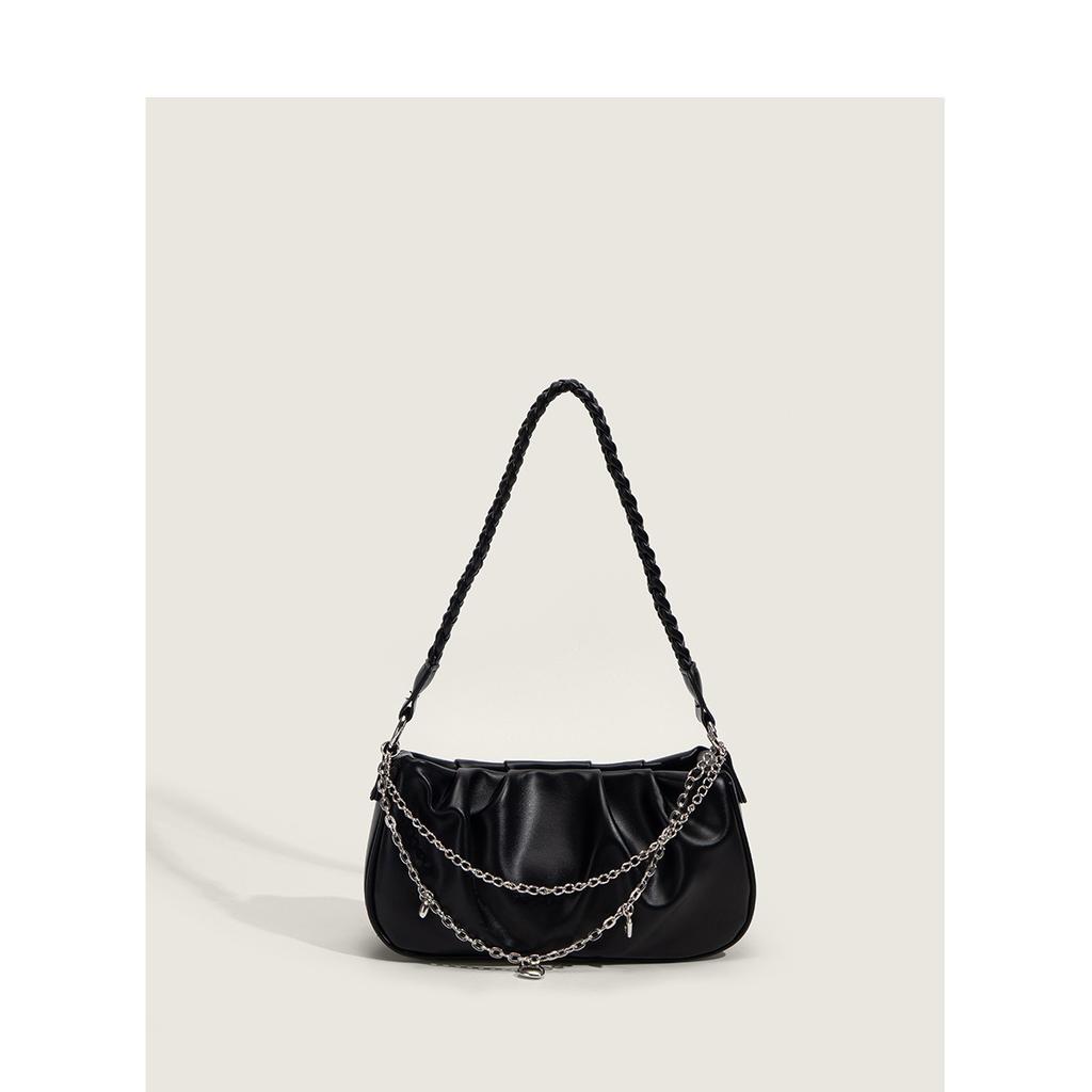 New Fashion Trendy Versatile Chain Pleated Design Twist Shoulder Strap Korean Single Shoulder Crossbody Women's Bag Factory Straight