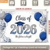 2D Class of 2026 Blue Silver Graduation Photo Booth Background Cloth