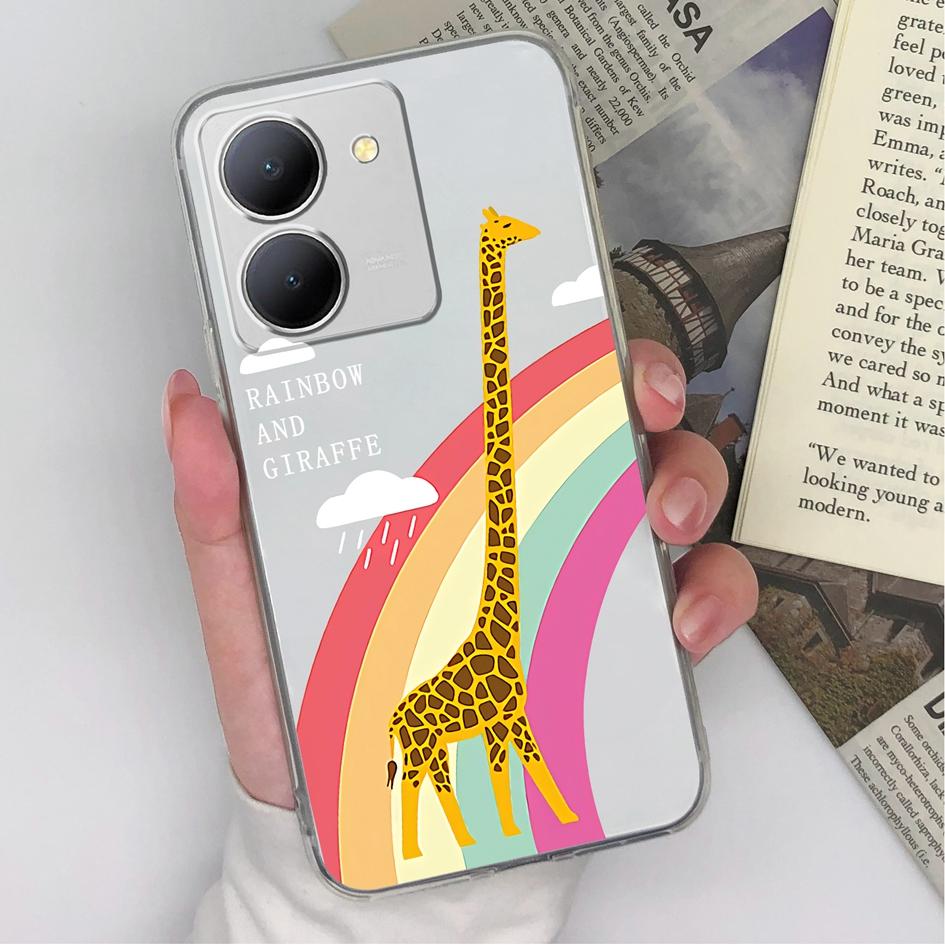 Vivo Y36 Y20 Y35 Y33s Y31 Y30 Y27 Y15S Y02 Y11 Y12 lüks darbeye dayanıklı arka kapak şeffaf yumuşak silikon TPU gökkuşağı Vivo tampon için telefon kılıfı