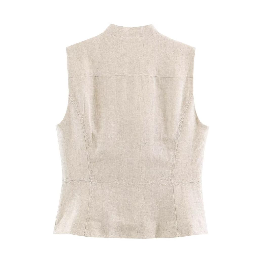 European and American style wholesale women's clothing, fashionable versatile rope knot buckle decoration slim vest + buckle casual