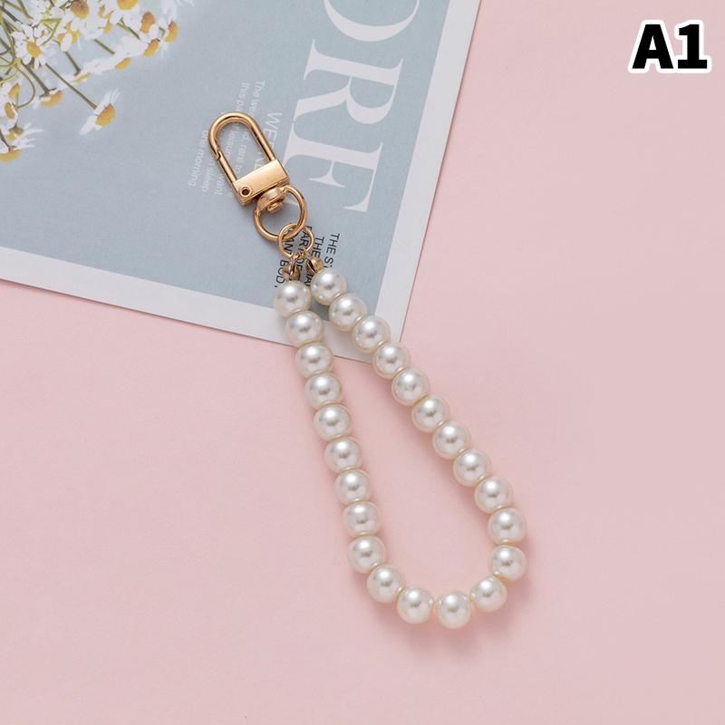 Simulation Pearl Keychains Love Flower Pendant For Bag Car Doll Pendant Beaded Key Charm Decoration For Women Mobile Phone DIY