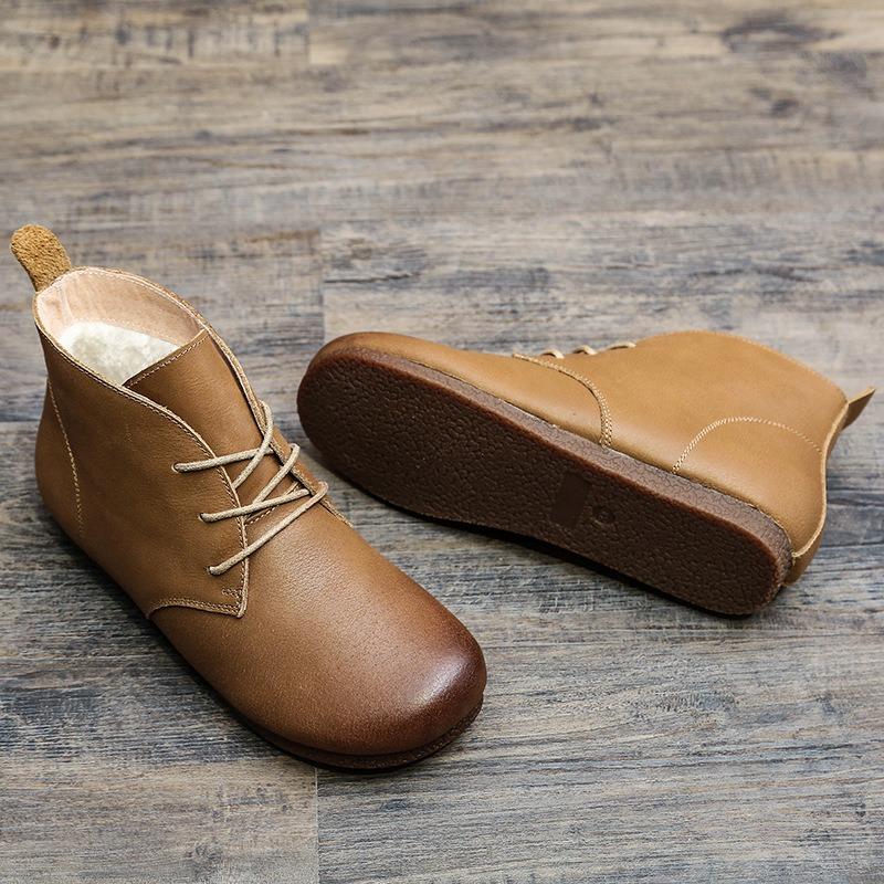 Women's Marton Boots Genuine Leather Autumn Lace-up Motorcycle Boots Ladies British Style Women's Ankle Boots