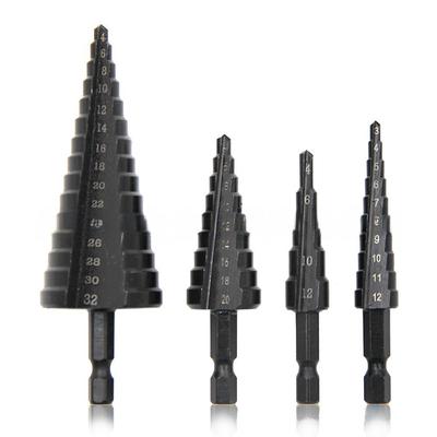 Hex Shank Black Step Drill Set: 3-12mm, 4-12mm, 4-20mm, 4-32mm
