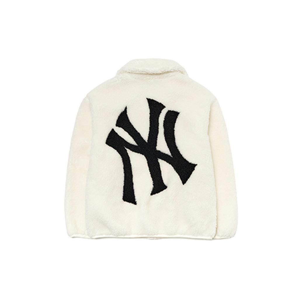 MLB Velvet Jackets Unisex Ivory White Lapel Thickened 3AJPF3016-50IVS